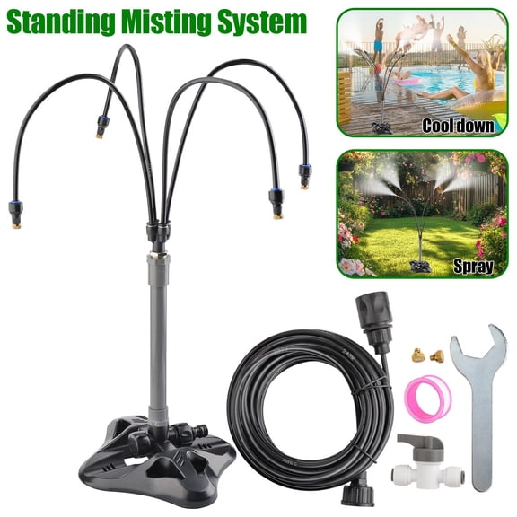 AIRKOUL Standing Patio Misting System Adjustable Outdoor Cooling Mister Stand 26FT line