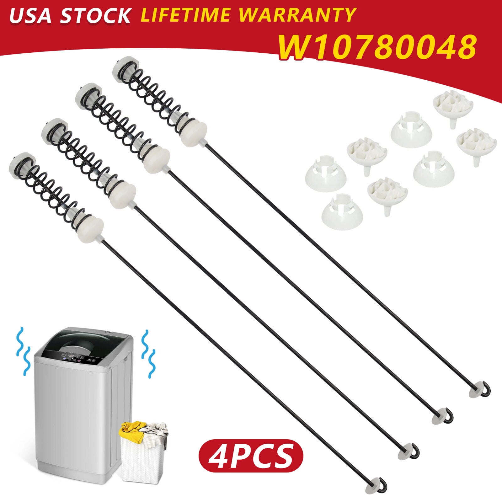 AIRKOUL W10780048 Washer Suspension Rod Kit For Whirlpool Kenmore