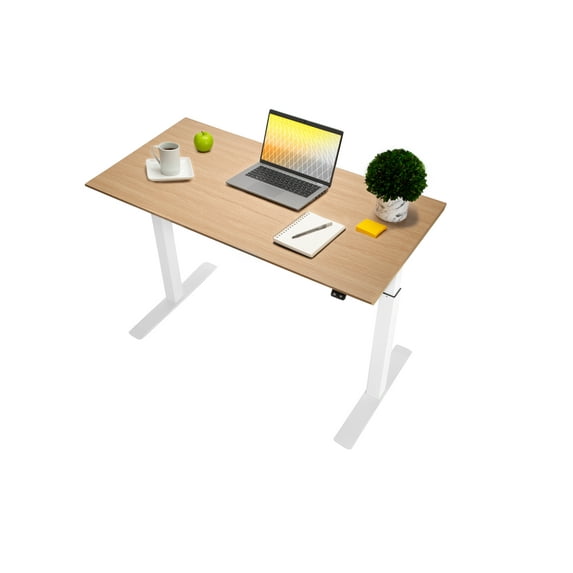 AIRLIFT 47" Electric Height Adjustable Standing Desk with Single Motor, Birch Wood Desktop