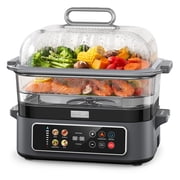 AIRMSEN 1500W Glass Food Steamer for Cooking, 13 QT Electric Vegetable Steamer, 12H Delay Start & Auto Warm Mode, BPA-Free, Dishwasher-Safe Parts