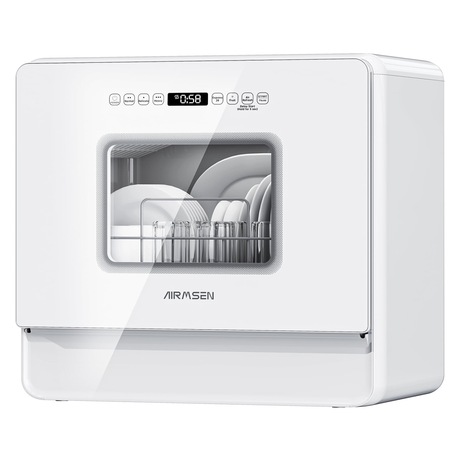 AIRMSEN Portable Countertop Dishwasher with 5L Built-in Water Tank, Mini Dishwasher with 5 Place Settings, 7 Programs, Upgrade 3 Sprays, Touch Control, White Sansujyuku sansujyuku.com