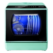 AIRMSEN Portable Countertop Dishwasher with 5-Liter Built-in Water Tank and Air-Dry Function, 5 Washing Programs Mini Dishwasher, Mint Green