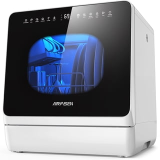 AIRMSEN Countertop Dishwasher with Salt Chamber, Portable Mini Dishwasher with 5L Built-in Water Tank, 18H Delay Start & ECO Mode, Ideal for Apartments & RVs, TDQR09
