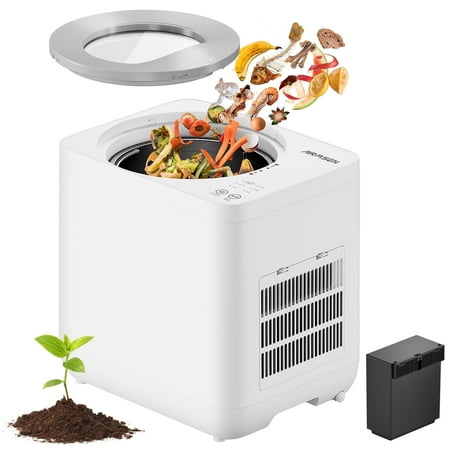 AIRMSEN Smart Electric Composter for Kitchen, 4L Indoor Compost Bin with DC Motor 3-5 Hours Food Waste Compost Machine, Intelligent Sensing System and Enhanced Blade Set
