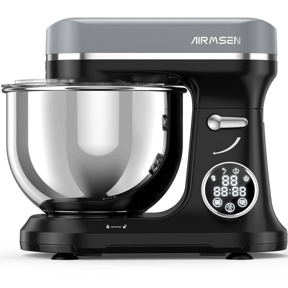 AIRMSEN 11-Speed 5.5 QT Stand Mixer with LED Touchscreen & Timer, 3 IN 1 Electric Mixer for Kitchen, Black and Gray