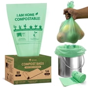 AIRNEX 1.6 Gallon Compostable Kitchen Bags, 50 Count, Strong Leakproof Trash Bags