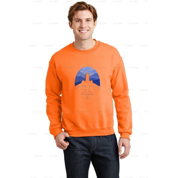 AIRPLANE Bold Simple Minimalist Aviation Themed Graphic Unisex Sweatshirt M390066, Up to Size 5XL