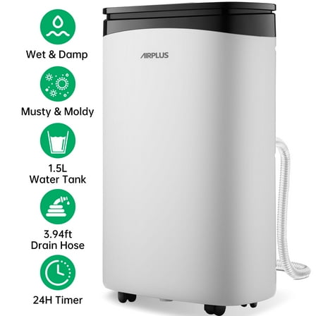 AIRPLUS 30 Pints Dehumidifier for Home with Drain Hose, Dehumidifiers for Basement, AP2002