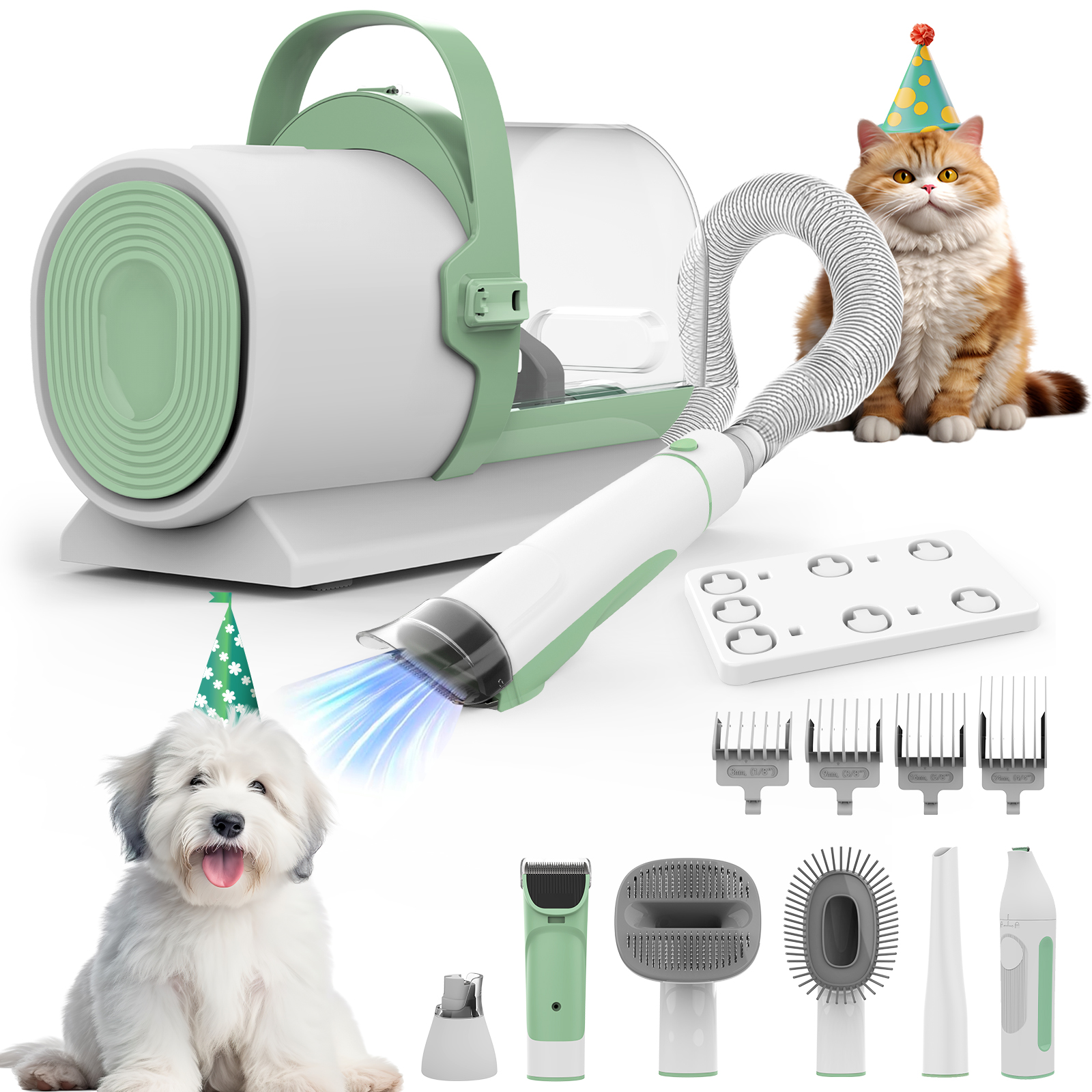 AIRROBO Dog Grooming Kit, 7in1  Dog Grooming Vacuum , 11000Pa Super Suction for Pet Hair,Grooming Vacuum for Shedding Grooming, Low noise,
