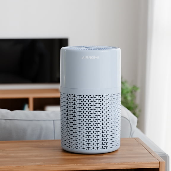 AIRROMI HEPA Air Purifier for Pet Owners, Included Yellow Deodorizing Activated Carbon Filter, Air Cleaner with Night Light for Allergies and Asthma Suffers, A2002S,Blue