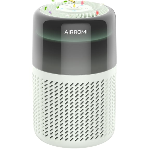 AIRROMI HEPA Air Purifier for Pet Owners, Included Activated Carbon Filter, Air Cleaner with Night Light for Allergies and Asthma Suffers,A2005,Green