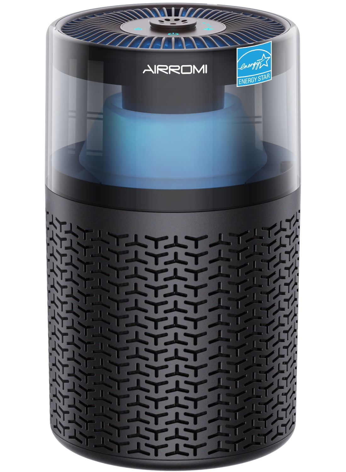 AIRROMI AIRROMI A2002 Air Purifier - For Large Rooms up to 660 sq ft - True HEPA Filter for Efficient Dust & Germ Removal - Built-in Aromatherapy Diffuser & Soft Night Light for Better Sleep Black