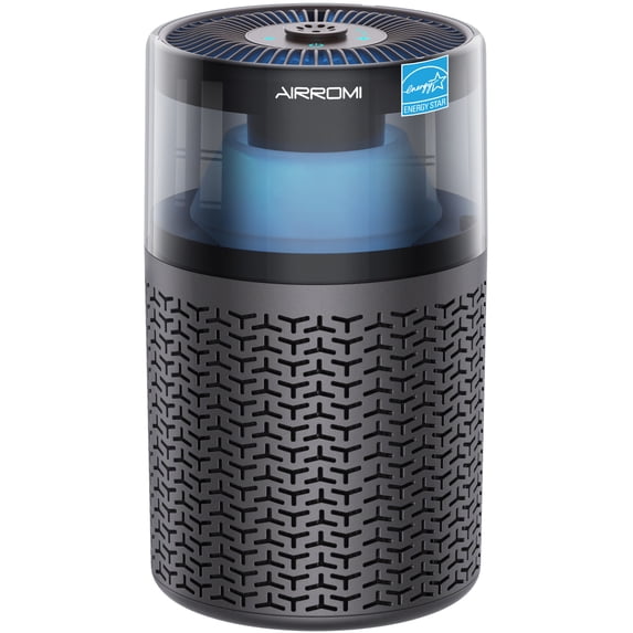 AIRROMI AIRROMI A2002 Air Purifier - For Large Rooms up to 660 sq ft - True HEPA Filter for Efficient Dust & Germ Removal - Built-in Aromatherapy Diffuser & Soft Night Light for Better Sleep Grey