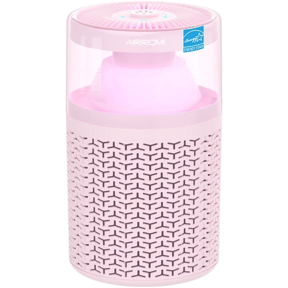 AIRROMI AIRROMI A2002 Air Purifier - For Large Rooms up to 660 sq ft - True HEPA Filter for Efficient Dust & Germ Removal - Built-in Aromatherapy Diffuser & Soft Night Light for Better Sleep Pink
