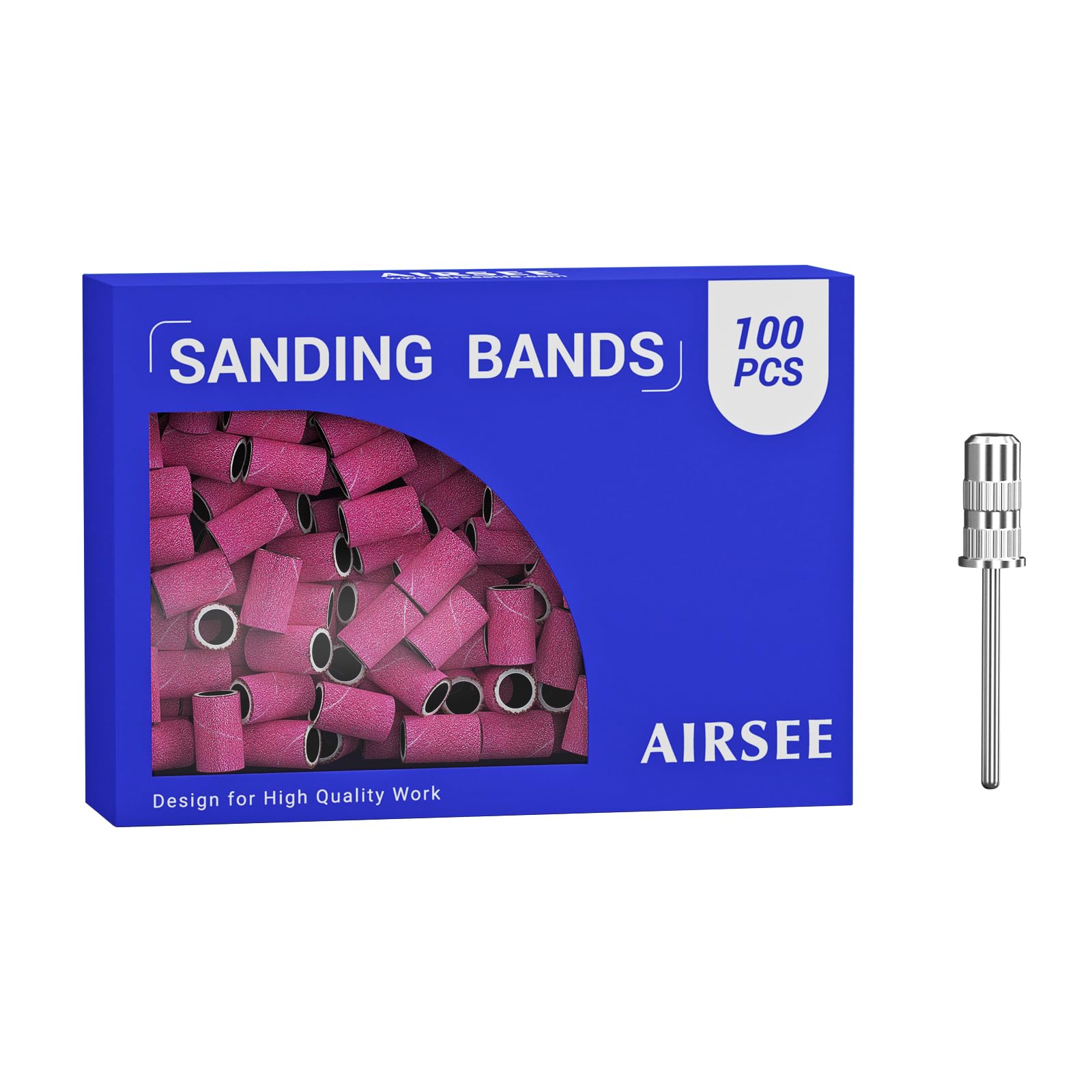 AIRSEE Sanding Bands for Electric Nail Drill 100 Piece Set 180 Grit Fine Acrylic File
