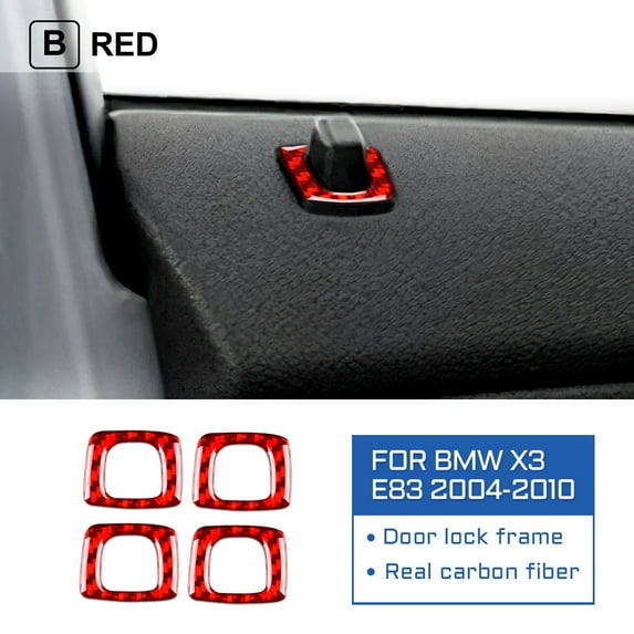 AIRSPEED 4pcs For BMW X3 E83 2004-2010 Carbon Fiber Sticker Car Door Lock Circle Ring Cover for E83 Interior Trim Accessories.