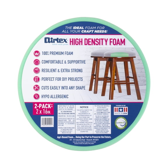 AIRTEX HIGH DENSITY CRAFT FOAM - 2" X 16" DIAMETER - 2 PACK, THICK FOAM FOR ARTS ,CRAFTS, AND SEWING PROJECTS