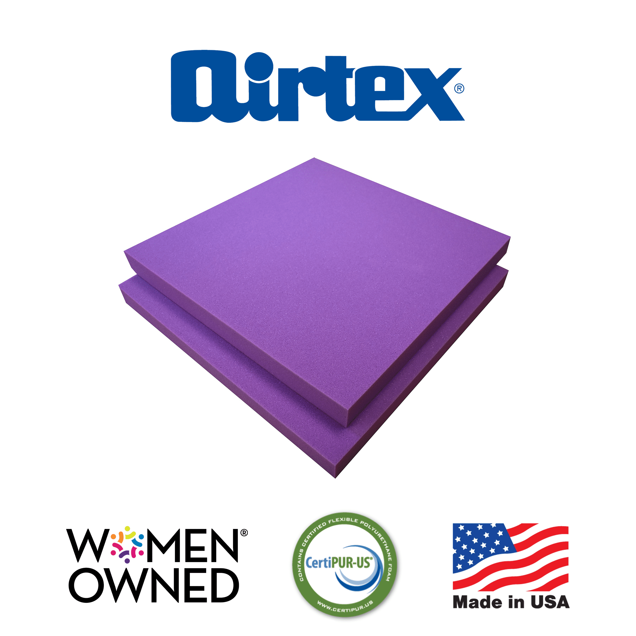 AIRTEX PREMIUM DENSITY CRAFT FOAM 2" x 24" x 24" - 2 Pack, Thick Foam for Arts, Crafts, & Sewing Products