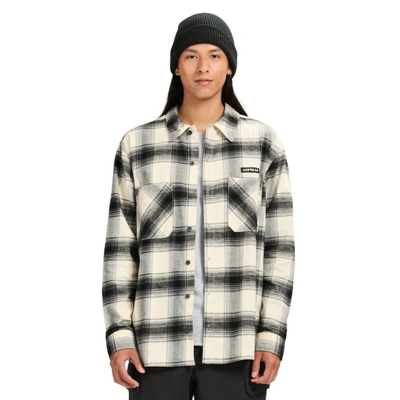 Damipow Men's Soft Plaid Flannel Shirt – Cozy Long Sleeve Button-Up (Green, Large)