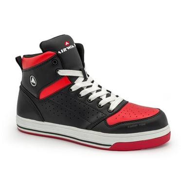AIRWALK SAFETY Mens Work Shoe Composite Toe Black Red AW6451 Slip Resistant