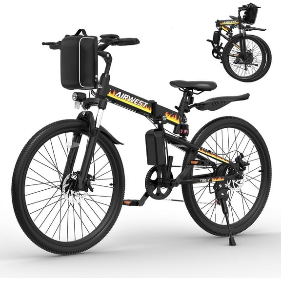 AIRWEST 26" Folding Electric Bike for Adults - Peak 750W Motor, 48V 7.8Ah Removable Battery, 19.8MPH Max Speed, Dual Shock Absorption, UL2849 Certified E-Bike