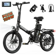AIRWEST Electric Bicycle, 20'' Folding E bike for Adults, Peak 750W Motor, 48V 7.8Ah Lithium Battery, 7-Speed Commuter E bicycle, 40 Miles Range (UL2849)