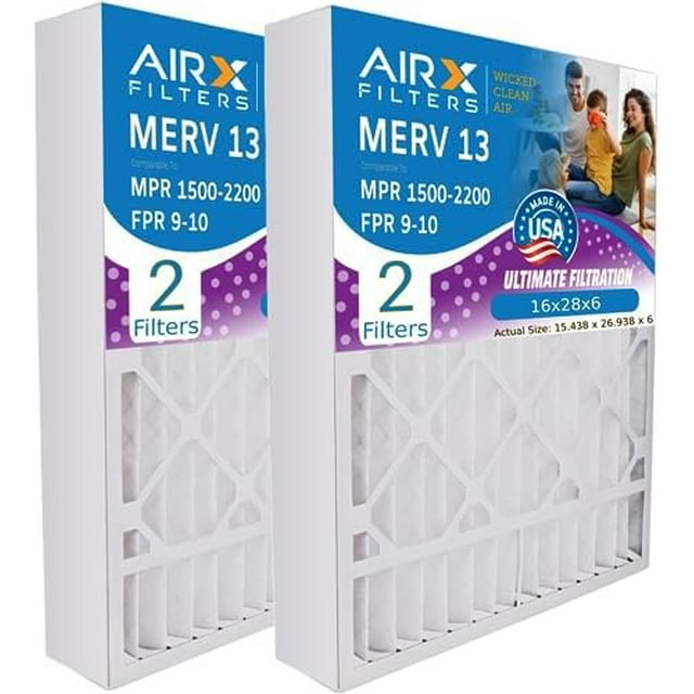 AIRX FILTERS WICKED CLEAN AIR. 16x28x6 Air Filter MERV 13 Compatible