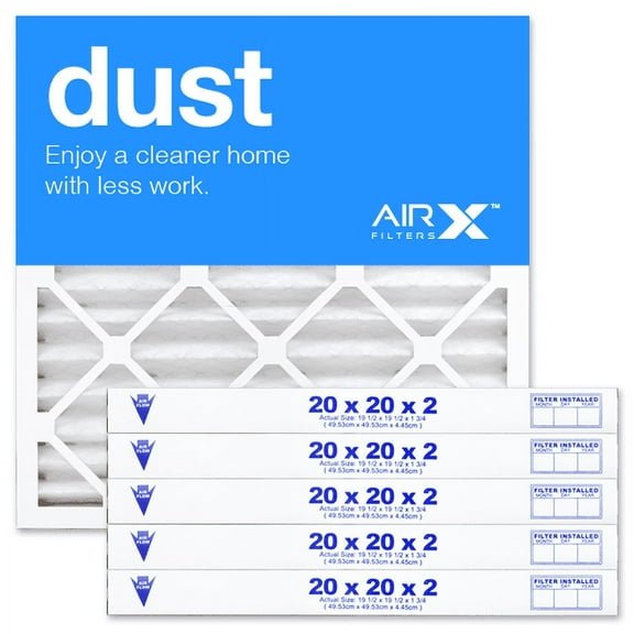 AIRx Filters Dust 20x20x2 Air Filter Replacement MERV 8 AC Furnace Pleated Filter, Pack-6
