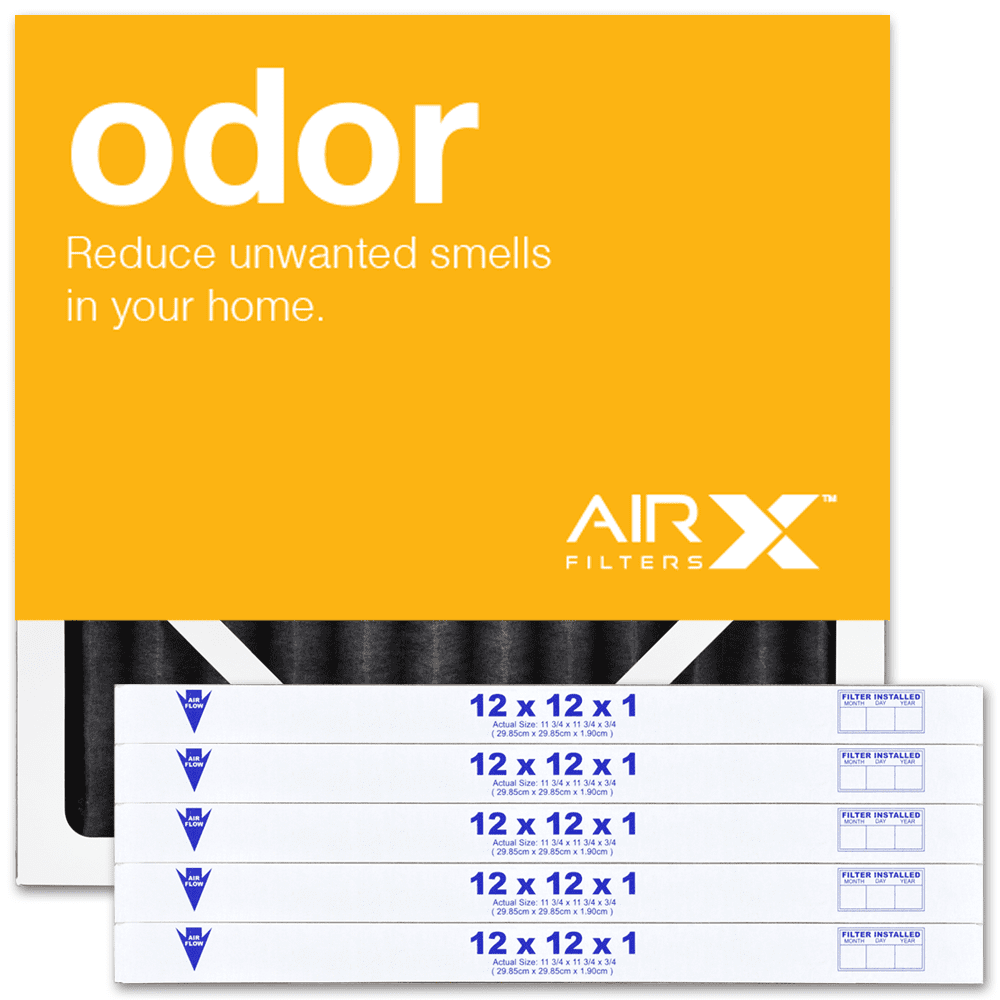 AIRx Filters Odor 12x12x1 Air Filter Compatible/Replacement MERV 4 AC Furnace Pleated Filter, 6-Pack