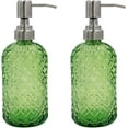 thumbnail image 1 of AISAMEFE 2Pcs Pump Bottles,Hand Soap Dispenser 13.5oz,Refillable Liquid Glass Soap Dispenser Pump Bottles for Lotion Body Wash Shampoo,Green, 1 of 6