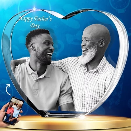 AISENIN 3D Crystal Photo Fathers Day Personalized Gifts for Dad Father Husband Wife Women Great Gift 3D Crystal Heart Custom 3D Picture