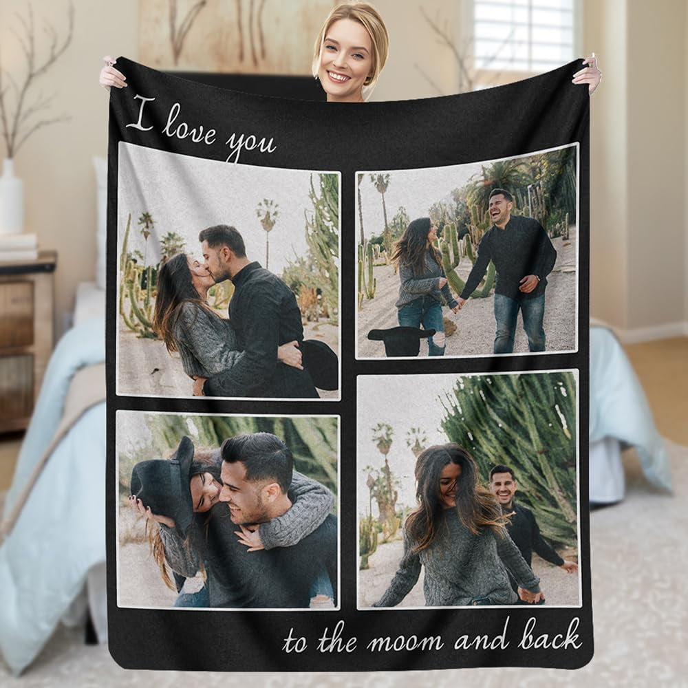 AISENIN 50*60INCH Personalized Photo Blanket Customized Throw Blankets Gifts for Boyfriend