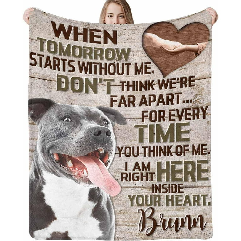 AISENIN 60 80Inch Personalized Dog Memorial Blanket with Dog Pictures Name Custom Pet Memorial Blanket Dog Remembrance Customized Bed Throw Blanket
