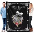 thumbnail image 1 of AISENIN Boyfriend Gifts Gothic Skeleton Blanket Personalized Couple Gifts for Him Customized Skeleton Flannel Halloween Throw Blankets, Gift Blanket for Girlfriend, 1 of 5