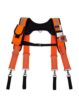 Gel Construction Work Suspender Tool Belt Suspenders with Gel shoulder pad  Detachable Phone Holder (Trigger Snap Hook with Red Color)