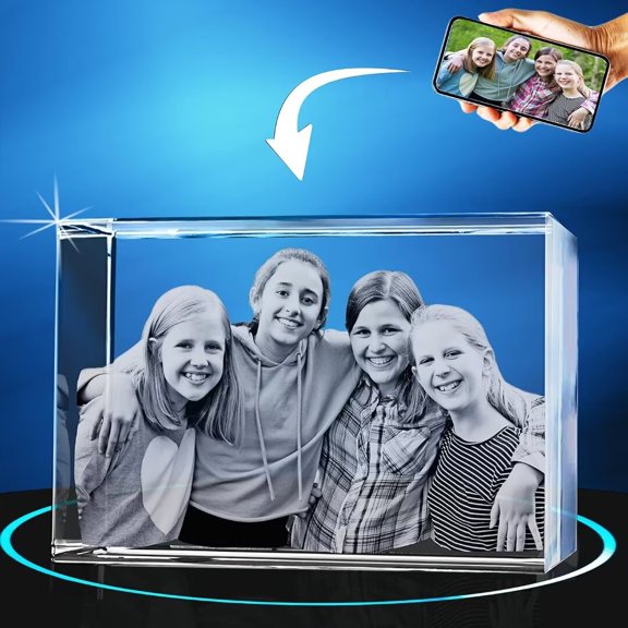 AISENIN Crystal Photo Personalized 3D Portrait Laser Engraved Picture Upload Your Own Photo Customized Gift