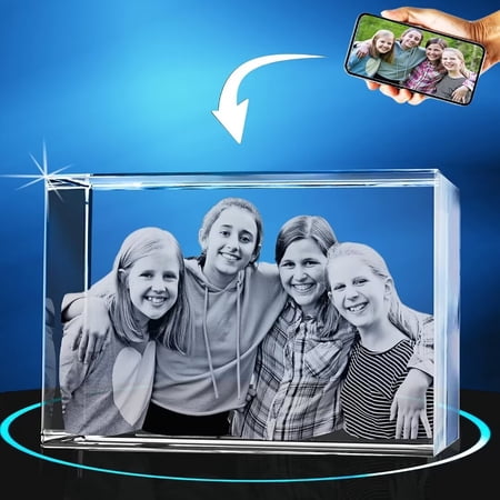 AISENIN Crystal Photo Personalized 5D Portrait Laser Engraved Picture Upload Your Own Photo Customized Gift