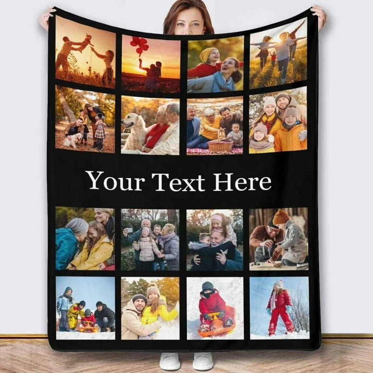 AISENIN Custom 16 Pictures Memory Blanket Personalized Blanket
