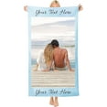 thumbnail image 1 of AISENIN Custom Beach Towel with Photo Text Logo Personalized Beach Towels for Women Men Adults Bathroom Camping Yoga Gym Customized Beach Towels Gift for Family Friend, 1 of 5