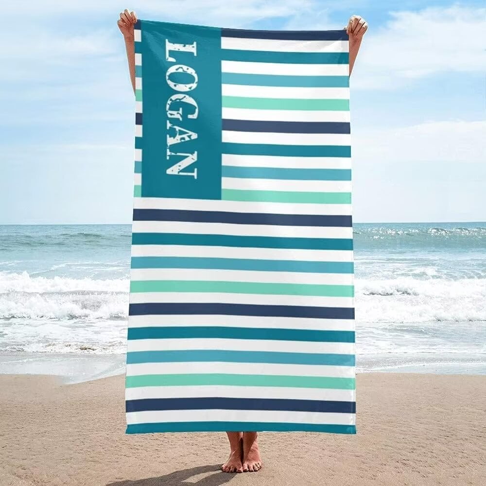 Dr.TOUGH Personalized Beach Towel With Name - Custom Pool & Travel Towels For Kids & Adults, 30x60" Microfiber, Multiple Patterns