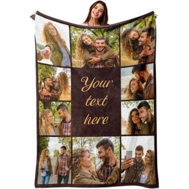 AISENIN Custom Blanket with 10 Pictures Blankets Customized for Birthday Valentines Day Personalized Photo Blankets Customize for Adult Wife Husband Couple Dad Mom Kids