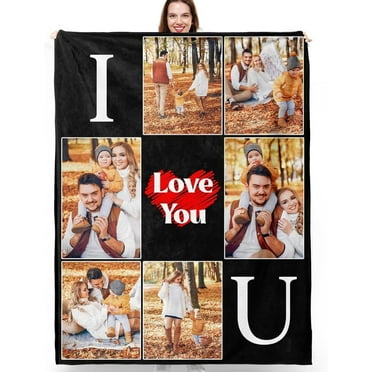 AISENIN Custom Blanket with Picture Customized Photo Throw Blanket Personalized Picture Blanket Gifts for Girlfriend Boyfriend Birthday Wedding Christmas Memorial