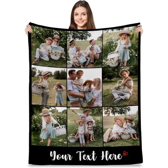 AISENIN Personalized Fleece Blanket | Custom Photo & Text Throw for Couch/Bed, Perfect Wedding/Christmas/New Year Gift