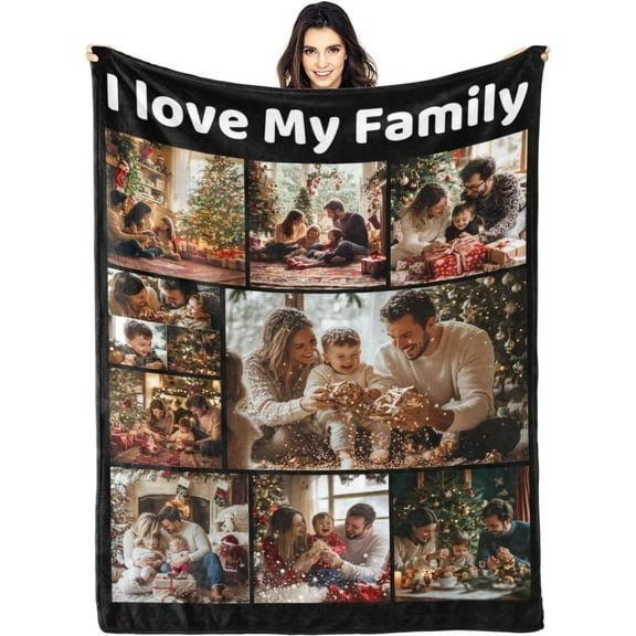 AISENIN Custom Blanket with Picture Text Personalized Photo Throw Blankets Personalized Gifts for Boyfriend Girlfriend Couple Wife Husband Christmas Birthday Customized Gift