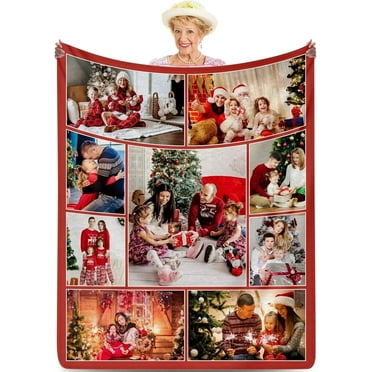 AISENIN Custom Blanket with Picture Customized Blankets with Photos Christmas Personalized Blankets and Throws Custom Gifts for Grandma