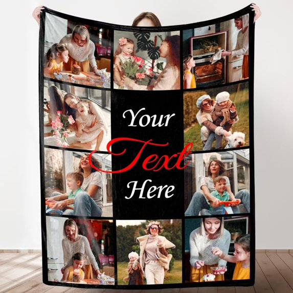 AISENIN Custom Blankets Gifts for Girlfriend Boyfriend Family Custom Blanket Wife and Husband Photo for Meaningful Day Valentines Day Birthday Christmas 10 Photos 50*60Inch