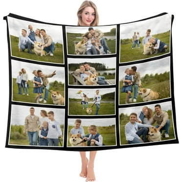AISENIN Custom Blankets with Photos Personalized Family Blankets for Adults Couples Friends Mom Dad Custom Photo Blankets Photos Gifts for Christmas Birthday New Year