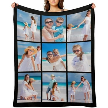 AISENIN Custom Blankets With 9 Photos Personalized Throw Blanket With Pictures Customized Photos Collage Blankets for Birthday Christmas