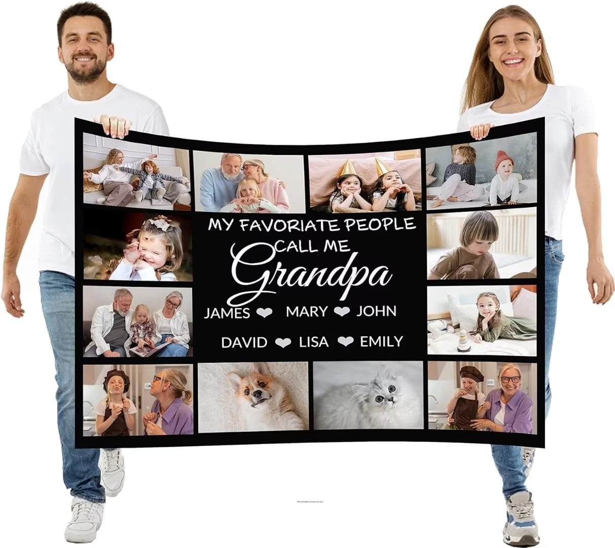 AISENIN Custom Blankets With Photos Collage Personalized Throw Blankets