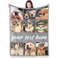thumbnail image 1 of AISENIN Custom Dog Cat Pets Blankets with Photos Photo Blanket Collage Customised Photo Blanket for Pets Lovers Adults Kids, Gifts for Mom, Dad, Boyfriend, Girlfriend, 1 of 5